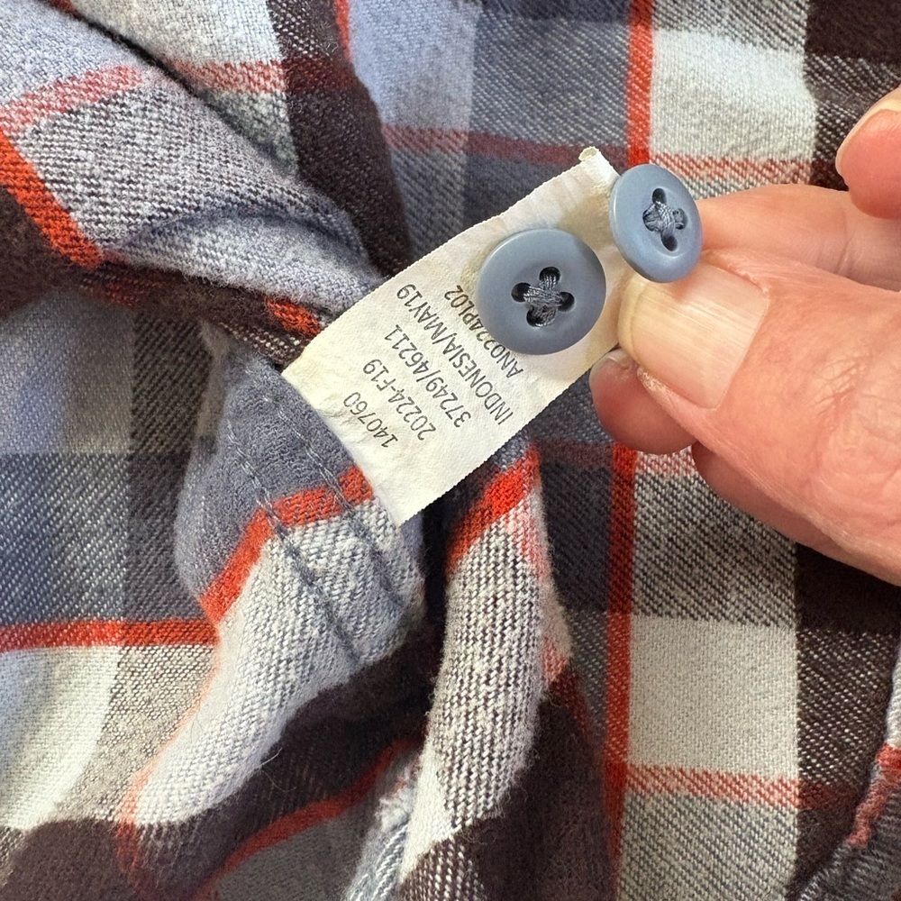 REI Co Op Blue Plaid Flannel LS Shirt Cotton Outdoor Nature Hiking Women Large - Picture 11 of 12